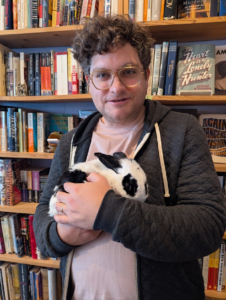 Alex Falcone with a bunny